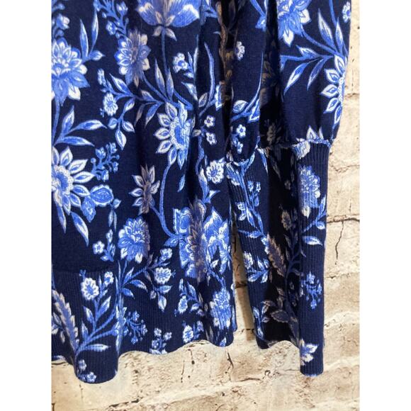 Talbots Sweater Womens 1X Navy Blue Floral Lightweight Pullover Plus Stretch - Picture 7 of 14